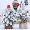 Snow Dusted Christmas Tree Desk Decoration With Wood 20cm Height For Living Room Bedroom Tabletop Decoration