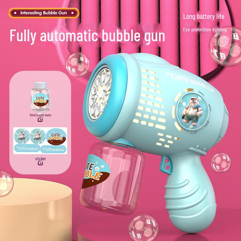 Automatic Bear Bubble Machine Toy with Lights for Kids – Summer Outdoor Fun