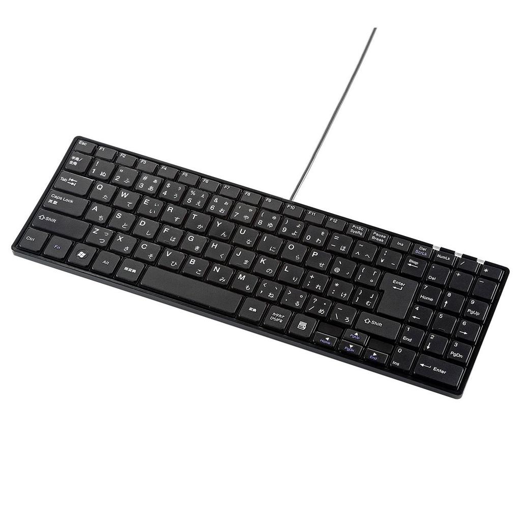Sanwa Supply Wired Slim Silent USB A Japanese Keyboard, Keys, Connection, 102-Key Layout, Scissor-Switch Type, SKB-SL19BK