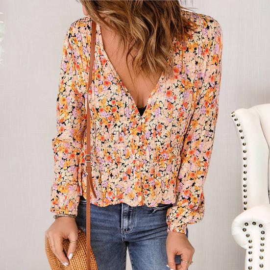 

Женская рубашка с длинным рукавом и V-образным вырезом на талии, облегающая, плиссированная подол