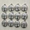 Wholesale 12pcs/lot Fashion Natural Stone Alloy Tree of Life Mix Pendants for Necklaces Jewelry Accessories Making Fast Shipping
