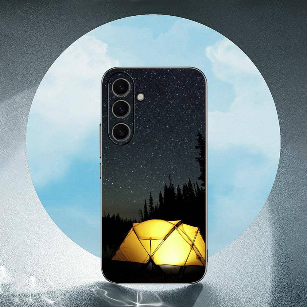 Camping Nature Mountain Luxury Black Phone Case For Samsung Galaxy S23 S24 S25 Ultra S22 Plus S21