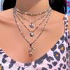 IF ME Classic Women Metal Gold Multilayer Necklace Silver Rose Pendant Necklace Dice Sun Decoration Accessories Temperament Jewelry