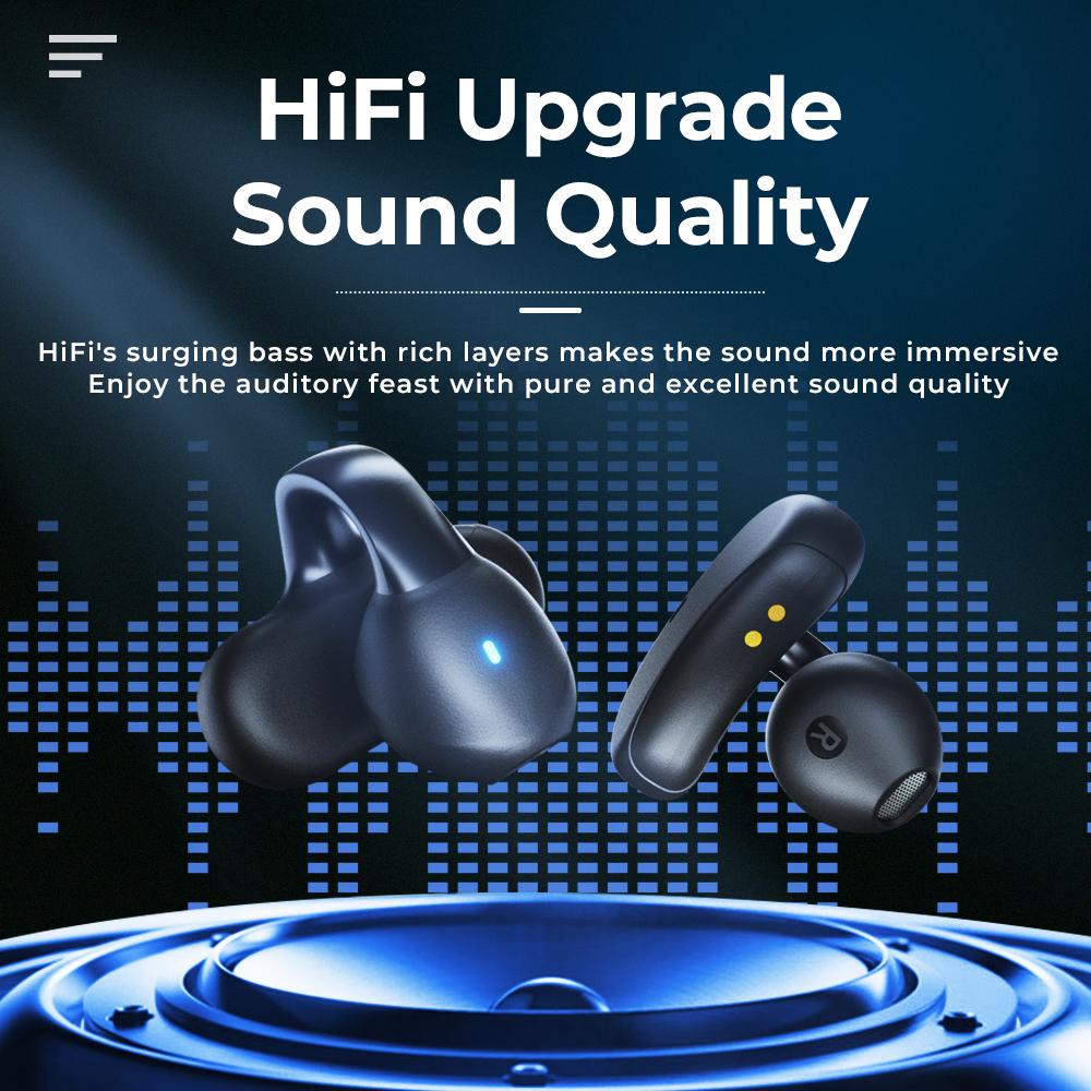 GM29 Wireless Earphones 48dB Active Noise Cancellation Bluetooth 5.3 Clip-on Earbuds 48H Battery Life IPX7 Waterproof