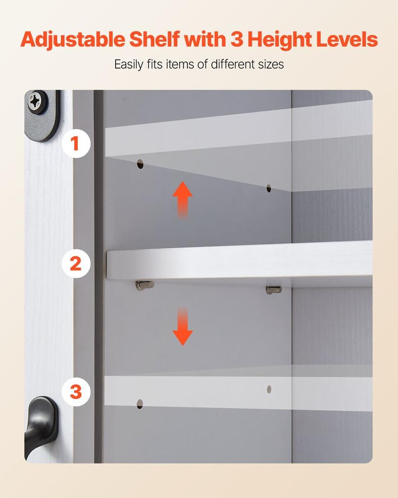 Bathroom Wall Cabinet, 2 Doors and Adjustable Shelf, Over the Toilet Storage Medicine Cabinet Wall Mounted, Hanging Organizer with Open