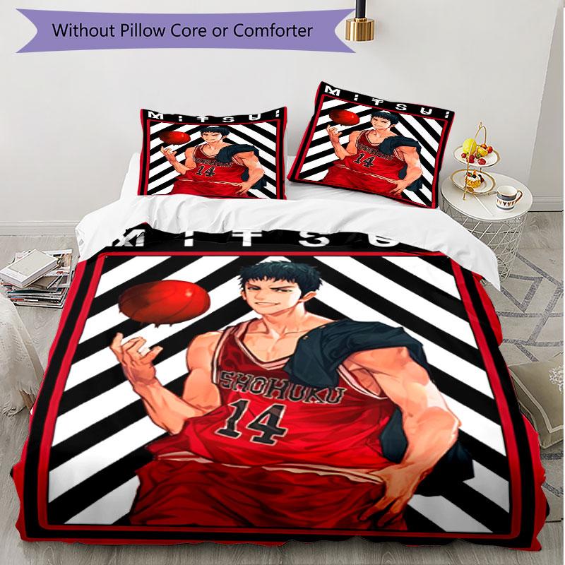 3pcs Duvet Cover Set (1*Duvet Cover + 2*Pillowcase, Without Core), SLAM DUNK Print Soft All‑Season Bedding Set, Home Bedroom Decor Gift