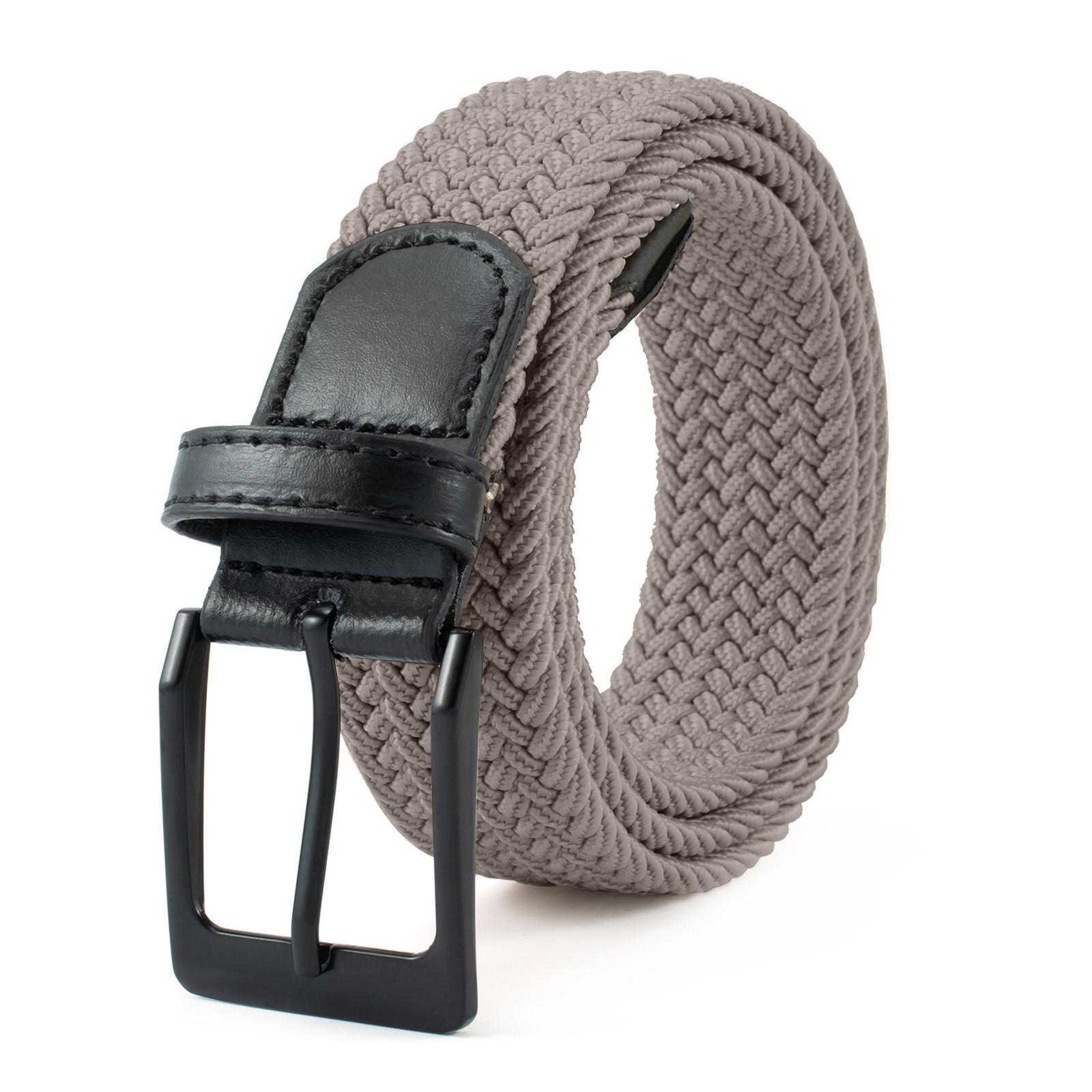 

Мужской и женский повседневный ремень, пряжка из сплава, эластичный тканый дышащий ремень из холста, ремень для брюк в корейском стиле One Size бежевый