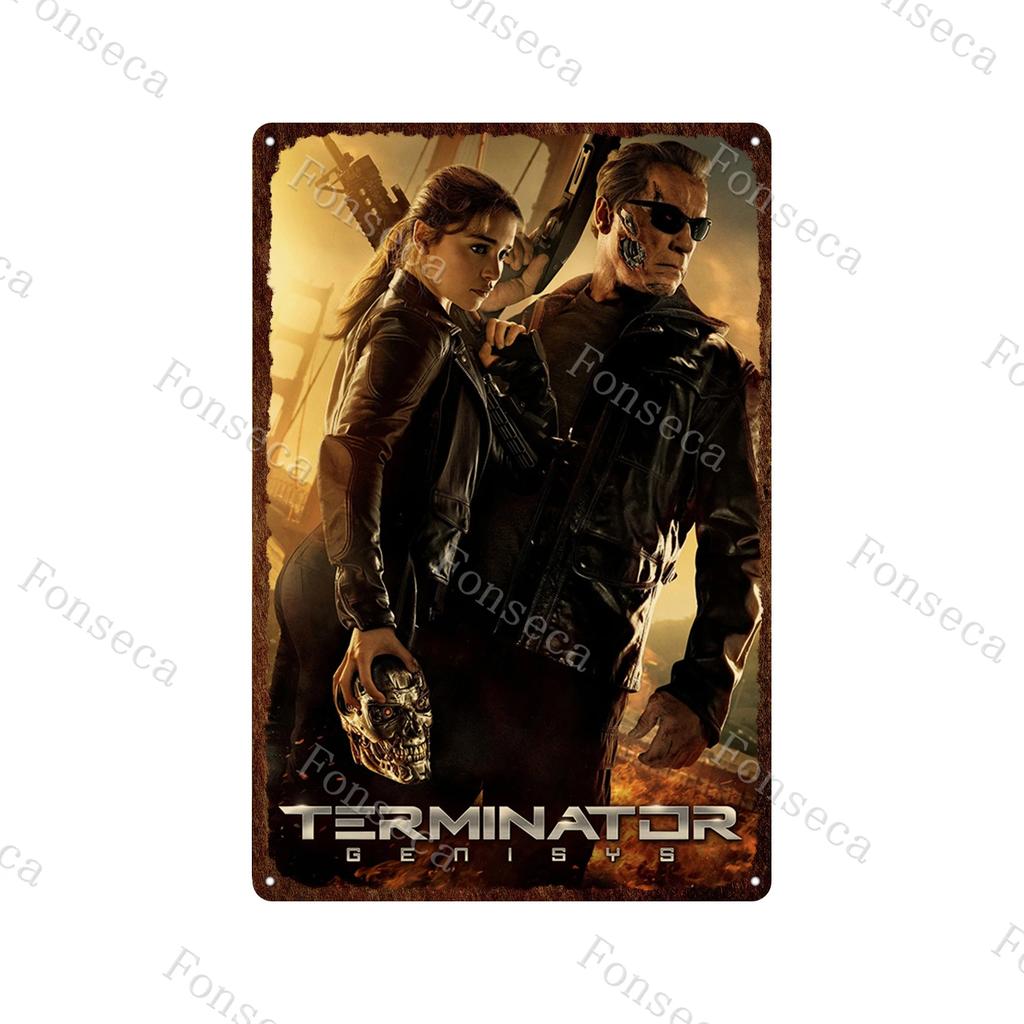 Terminator 2 Movie Metal Poster Tin Sign Classic Movies The Terminator Metal Plates Home Decoration Wall Art Iron Paining