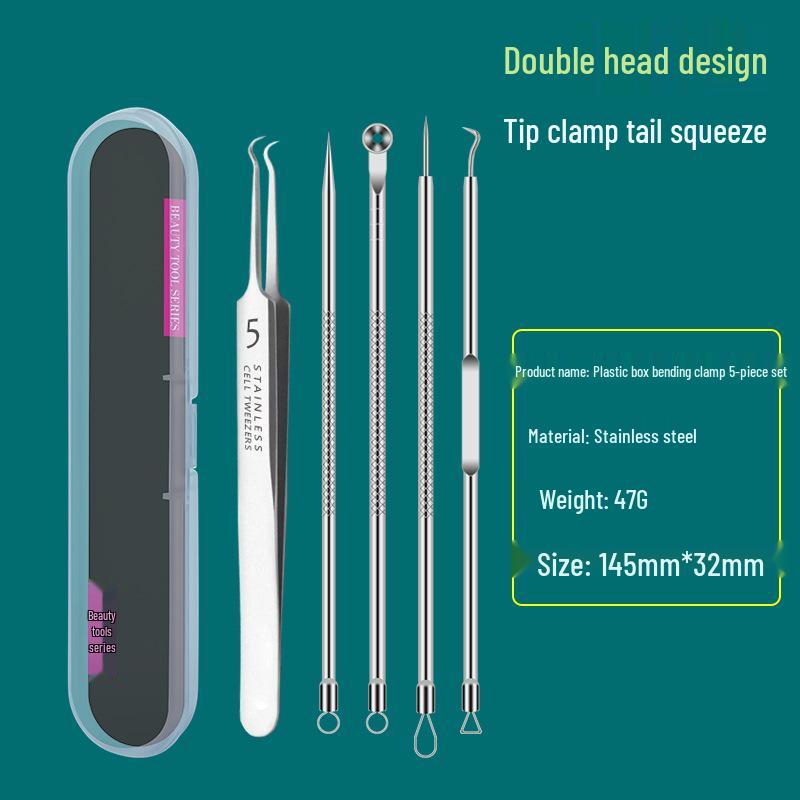 Precision Acne & Blackhead Removal Tweezers Set - Pimple Needle and Squeezing Tool