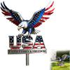 USA 250th Eagle Commemorative Metal Sign, American Anniversary Bald Eagle Garden Stake with Faith Family Freedom