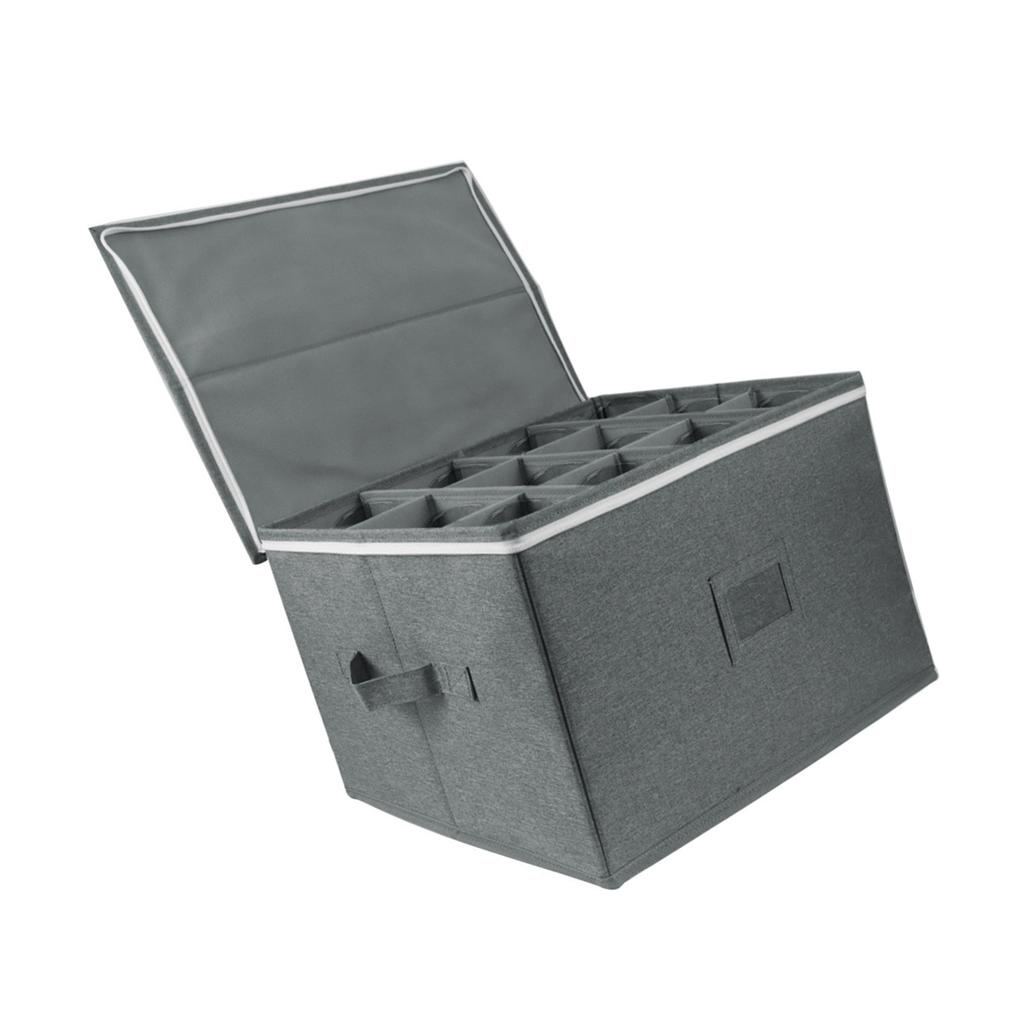 Foldable Wine Glass Organizer With Compartments and Handle Crystal Champagne Holder Stackable Hard Shell Storage Case