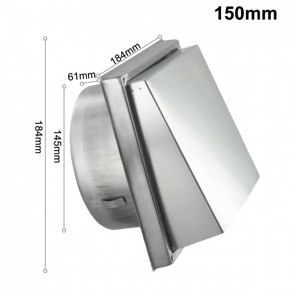 Wall Ceiling Air Vent Air Outlet Waterproof Vents Cap 125 150mm 304 Steel