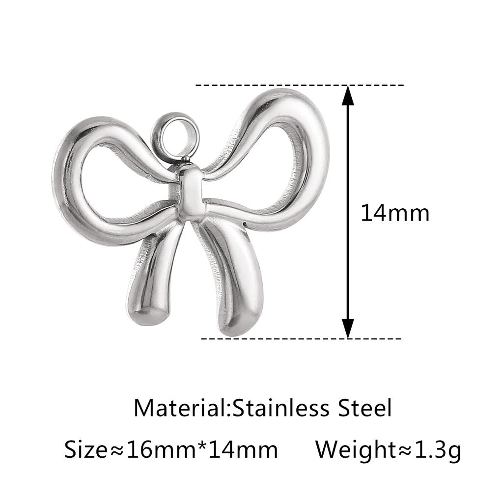 3Pcs Bowknot/Angel/Four Leaf Clover/Flower Charm Stainless Steel Pendant DIY Handmade Craft Necklace Bracelet Jewelry Making