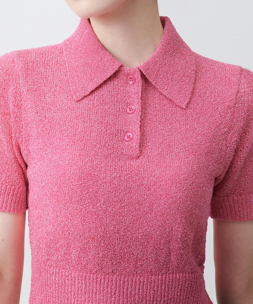 MUSINSA STANDARD WOMAN Women'S Boucle Knitted Polo Shirt [Pink]