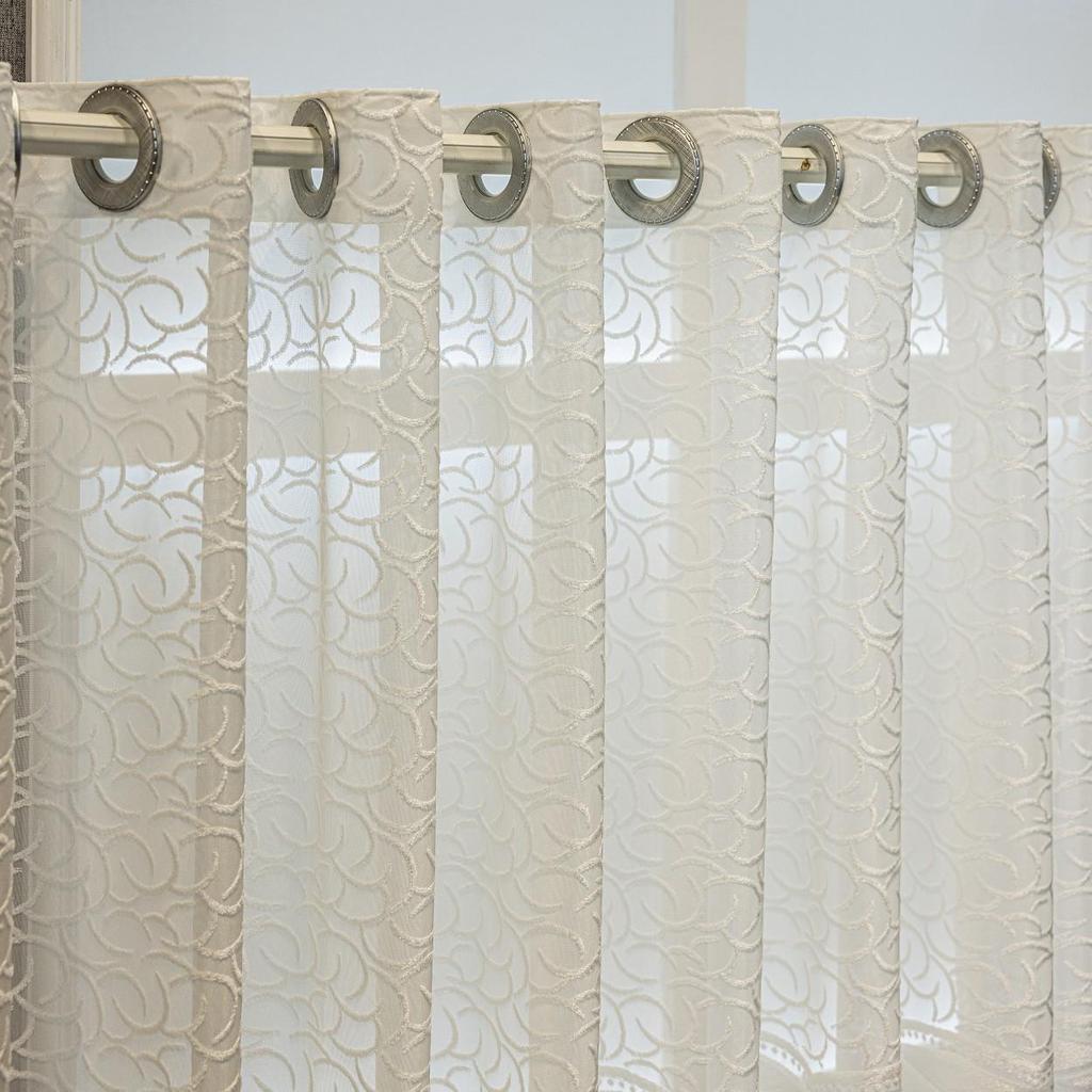 Cross-Border 3D Textured Jacquard White Sheer Curtain: Light, Breathable, Soft, and Easy-to-Install Versatile Sheer Curtain.