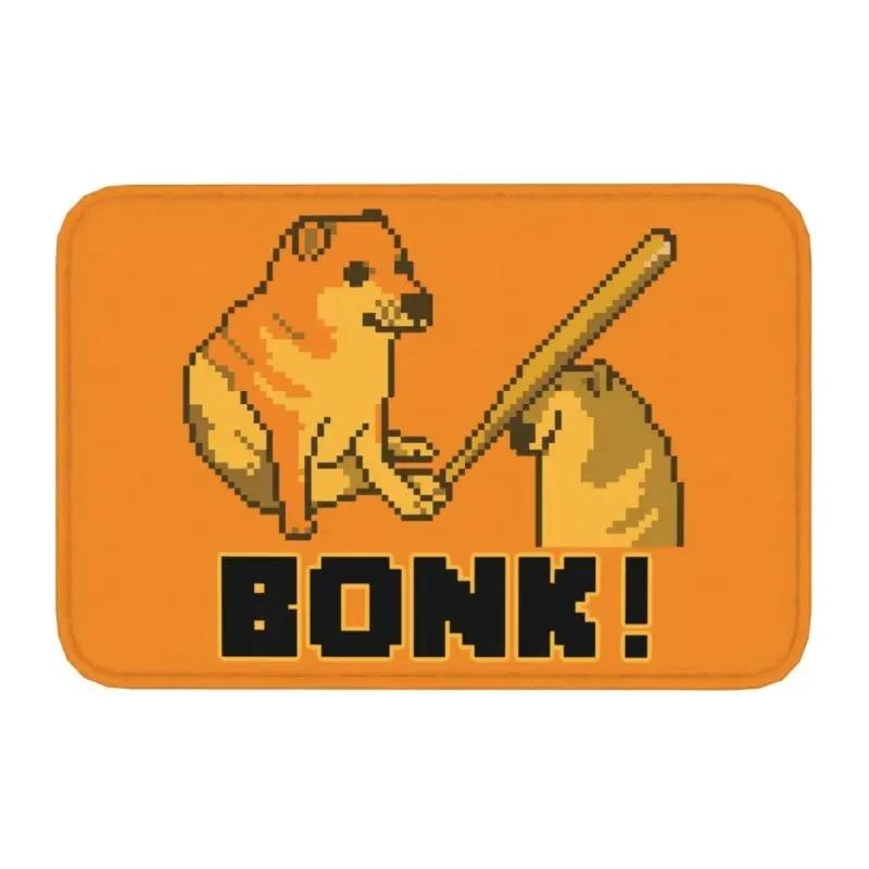 Fun Cheems Bonk Meme Pixel Art Welcome Rug Living Room Bedroom Entrance Doormat Kitchen Front Door Mat Washable Nonslip Carpet
