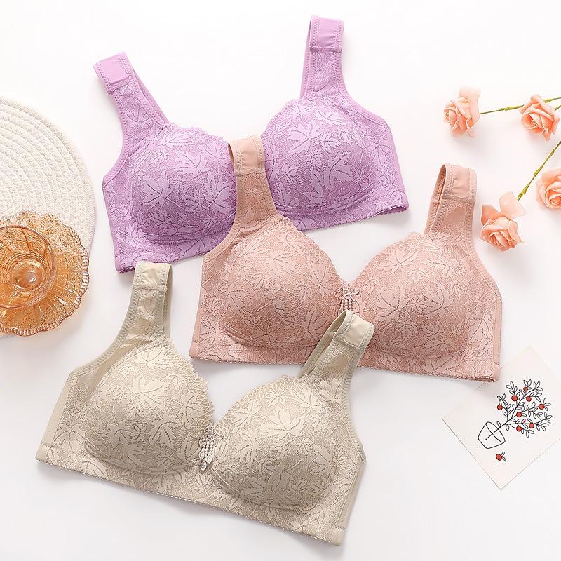 New large size no steel ring comfortable breathable gathering women's underwear no magnetic thin cup smooth bra cover