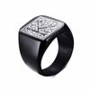 Mens Stamp Ring,Black Stainless Steel Letter Ring Chunky Ring,Rock Punk Jewelry Gift for Him