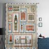 Cortinas transparentes requintadas com carimbo de viagem do Reino Unido para quarto, sala de estar, cortinas de tule para cozinha, cortinas de voile para janelas