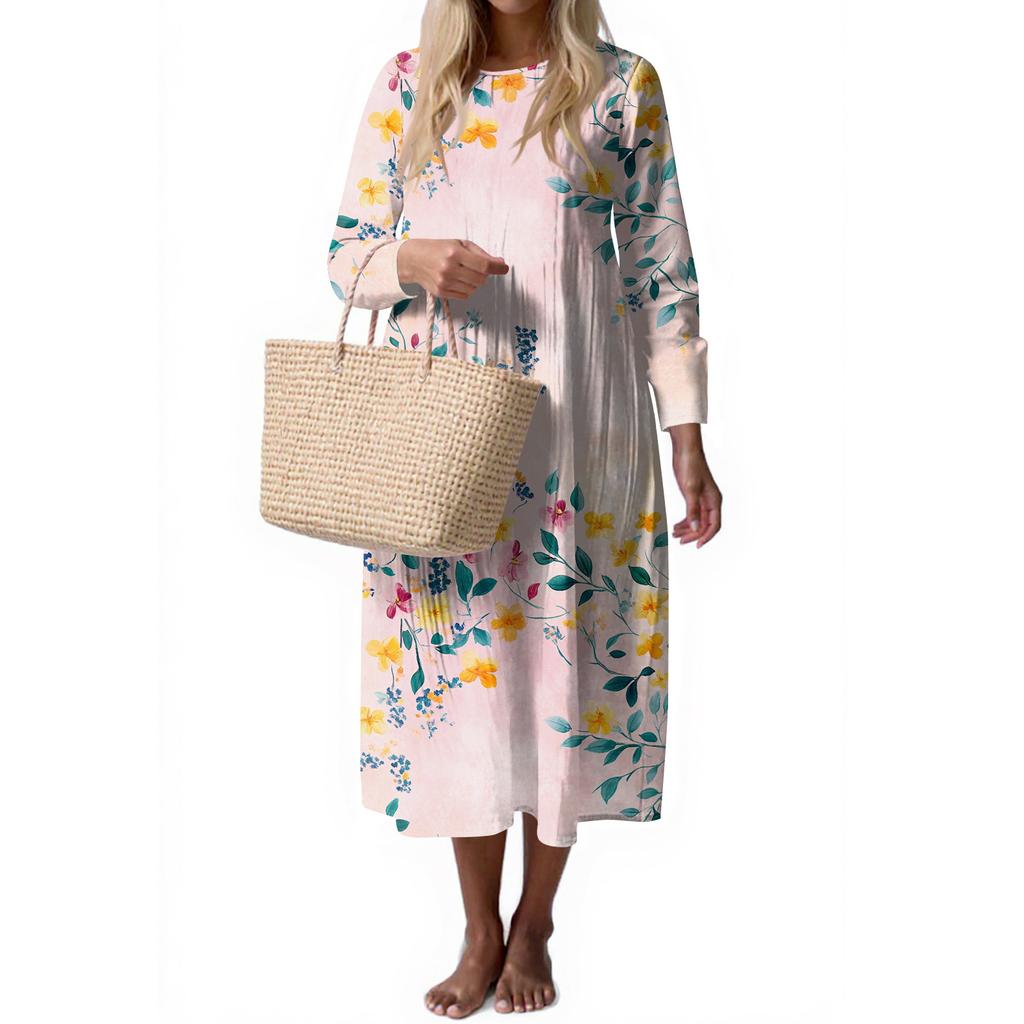 Women's Fashion Casual Sleeveless Round Neck Solid Color Elegant Temperament Dress