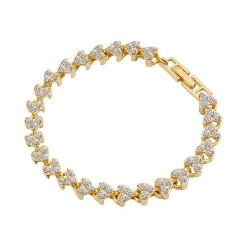Damen Armband Herzform Funkelnde Strasssteine Eingelegt Armband Wasserdicht Lässige Trage Armband Handgelenk Zubehör