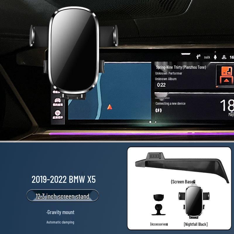 Soporte de teléfono con carga inalámbrica para BMW X5 (2014-2023) con Navegación de Modelo de Pantalla.