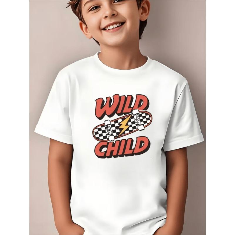 Europäische Größen Jungen T-Shirt Druck Design Kunst, Ideal für Outdoor-Aktivitäten, Weiches Gestricktes Oberteil, Bequem Und Atmungsaktiv, Geeignet für den Sommer