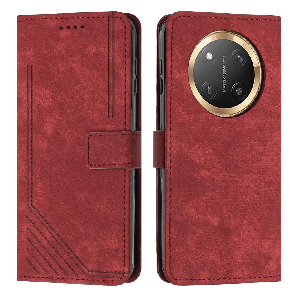 For Honor Magic7 Lite 5G/X9c 5G/X60 Pro 5G Case Imprinted Lines Leather Phone Cover Folding Stand