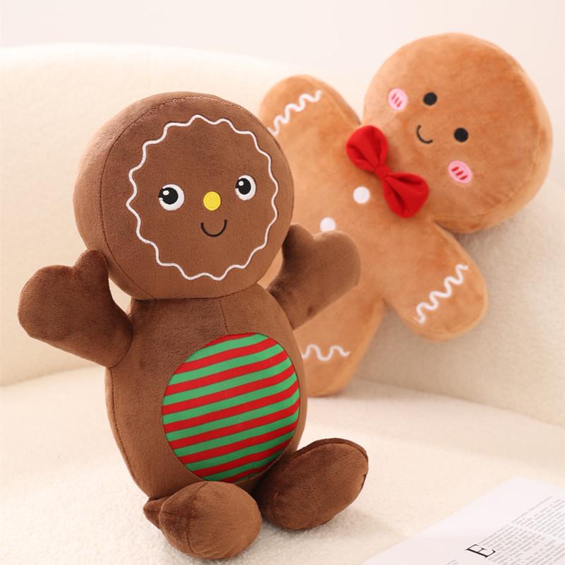 Christmas Decoration Toys Cute Gingerbread Man Plushie Toy Doll Cartoon Soft Anime Toy Pillow Home Decor Kids Gift