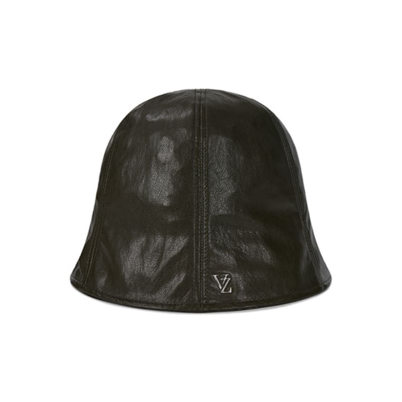VARZAR VZ Studded Vegan Leather Tulip Hat Khaki