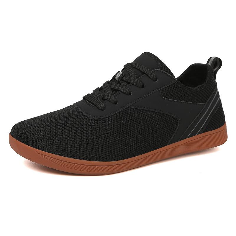 Indoor fitness men's and women's shoes Wide head walking Breathable soft sole Couple casual versatile flying woven flat foot sports casual shoes