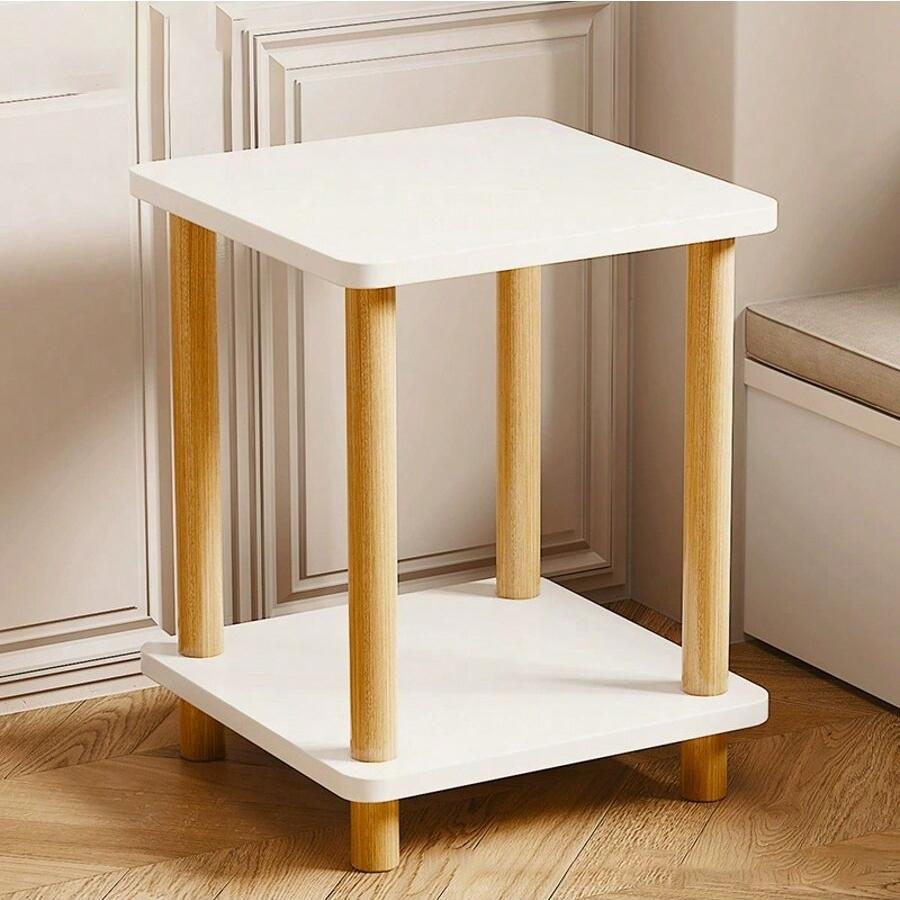 Solid Wood Side Table2-Tier Boho End Table With Storage Shelfslim Nightstand Bedside Table For Small Spacesliving Room
