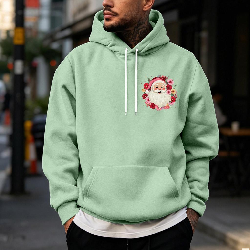 Men's Christmas Print Lined Zip Front Pullover Hoodie Cozy Winter Sweatshirt for Holiday