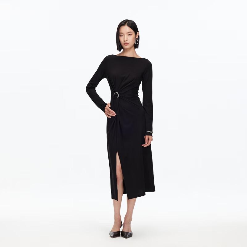 

VEROMODA Slit Hem Metal Buckle Waist Midi Dress L