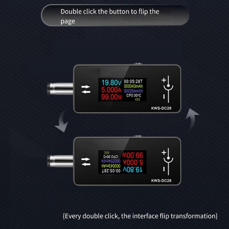 Voltage Ammeter Digital Tester for 5.5x2.5/2.1 Device 0.96inch TFT Color Display 4-30V 0-12A 5.5x2.5 Interface Tester