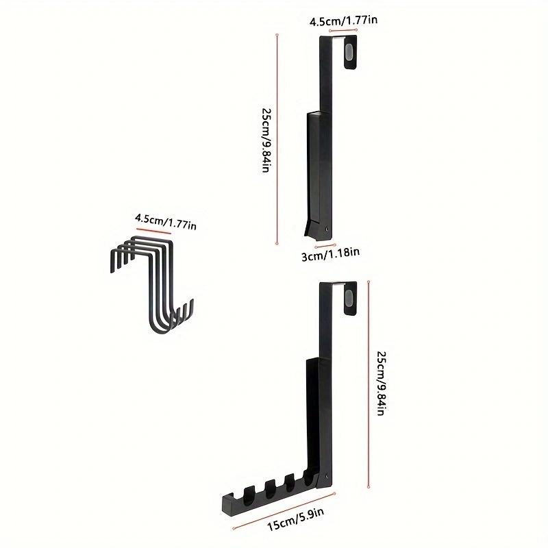 25*4.5*3cm1pc Foldable Clothes Door Rear Hanger Without Punching,four-grids Strong Load-bearing Retractable Wall Mounted Rack.