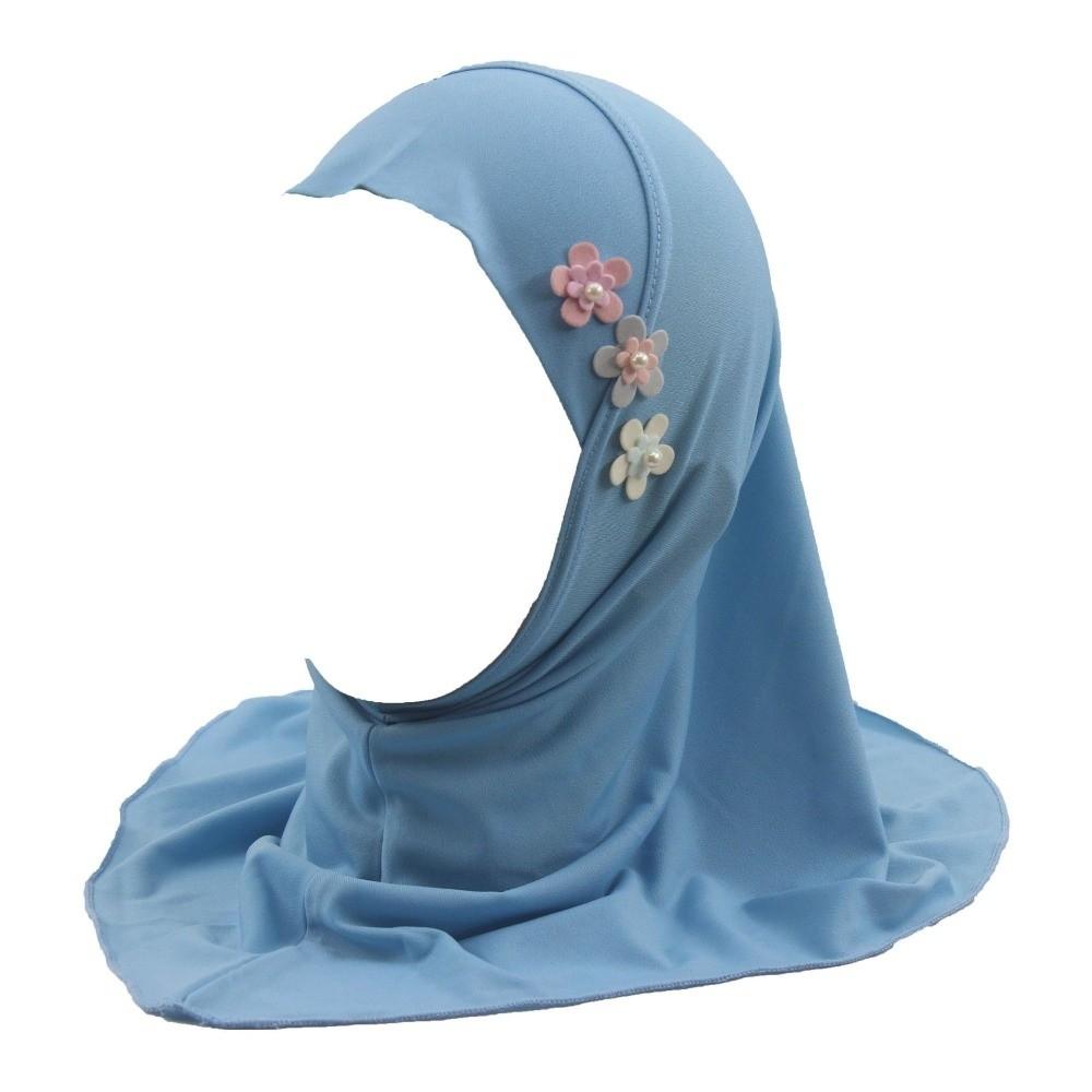 with Floral Ornament Crystal Linen Headscarf Soft Head Cover Beautiful Head Wrap Turban Children