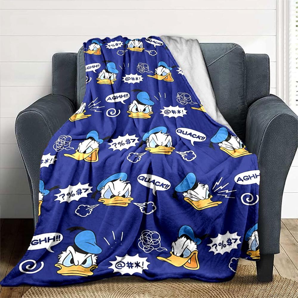 Donald Duck Quack Flannel Blanket Super Soft Warm Cozy Blanket for Sofa Bed Office Travel All‑Season Home Decor Gift