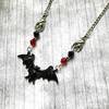 Punk Gothic Maillard Style Crystal Bead Chain Necklace for Woman Animal Horror Black Bat Cross Jewelry Gift Witch Choker Gift