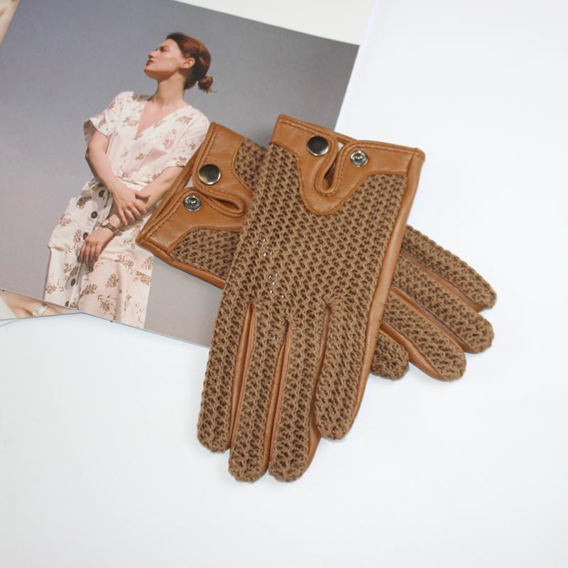 High Quality Women's Sheepskin Gloves Leather Fashion Touch Screen No Lining Thin Section Spring Riding Driving Gloves Autumn