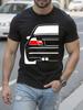 Vintage Car Rear View Graphic Tee - Black and White Retro...