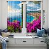 2Pcs French Riviera Coast View Curtains Medieval Town Landscape Curtains Sunshine Blue Sky Beach Curtains A