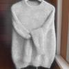 Weicher Ästhetischer Vintage Strickpullover Damen Frühling Herbst Locker Gemütlich Lässiger Leichter Dünner Pullover