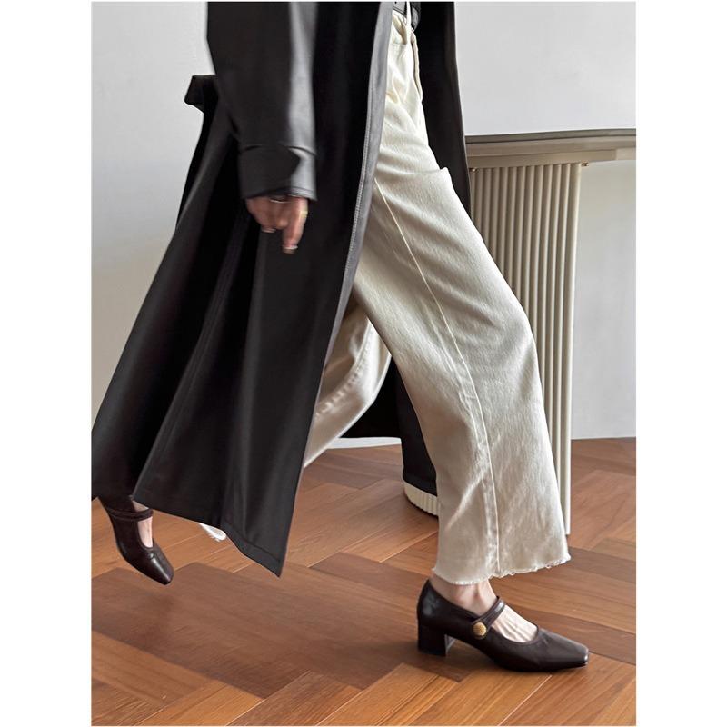 Fashion Retro Versatile Mary Jane Shoes Women's  Autumn 2025 New Style Flat Head Shallow Mouth Thick Heel Fashion Small Leather Shoes