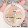NOVO Flawless Three-Color Concealer Palette: Covers Dark Circles, Acne Scars, Freckles - Waterproof Contour & Highlight.