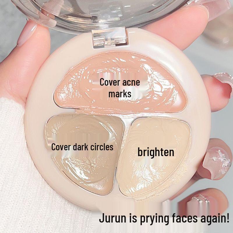 NOVO Flawless Three-Color Concealer Palette: Covers Dark Circles, Acne Scars, Freckles - Waterproof Contour & Highlight.