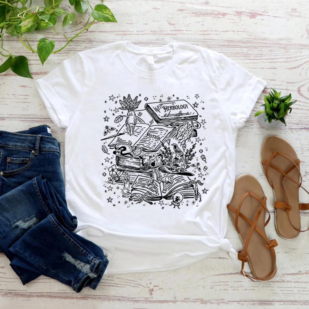 Vintage Herbology Witchcraft Shirt Herbology Plants TShirt Magcal Wizard Botanical Plant Lover Tees Fantasy Book Fandom Merch