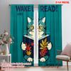 2pcs 2D Flat Printing Party Curtain Smart Cat Reading Book Polyester Without Electricity 0 Use for Gold Wall Decor