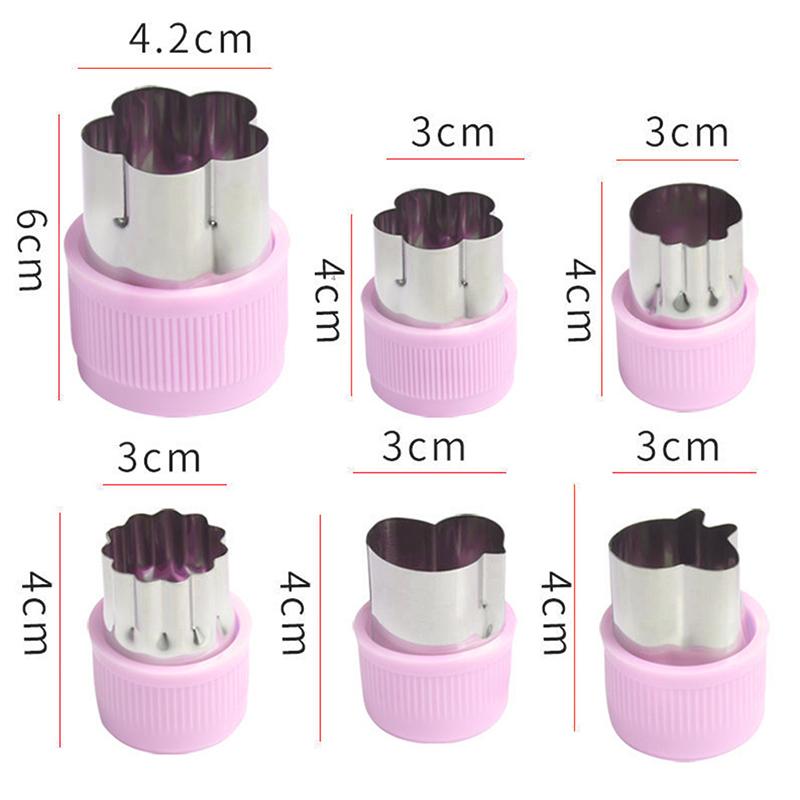 1Pc Various Shapes Vegetables Cutter Plastic Handle Portable Cook Tools Pink Stainless Steel Fruit Cutting Die Kitchen Gadgets