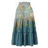 Womens Maxi Skirt Drawstring High Waisted Summer Long Skirts Lightweight Tiered Flowy Floral Pleated Skirts